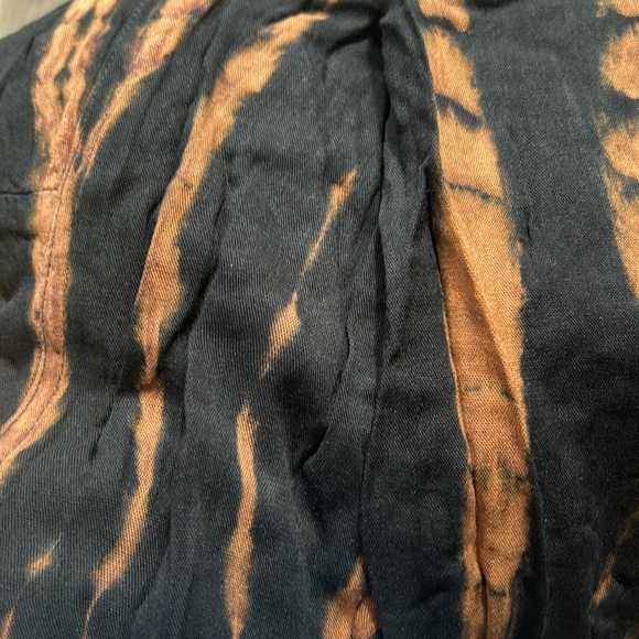 Bali Wide Leg Pants Black & Tan S/M M/L Festival Coachella tie Dye - Picture 2 of 8